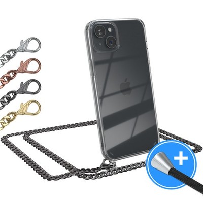 EAZY CASE für Apple iPhone 15 Plus Handykette Handyhülle Umhängen Metall Kette