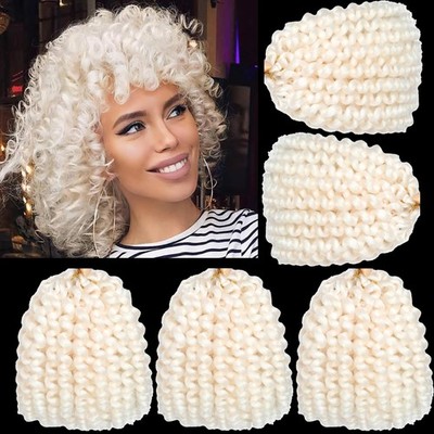 White Short Jamaican Bounce Crochet Hair 5 Packs 2X Ringlet Wand Curl 8 Inch Cur