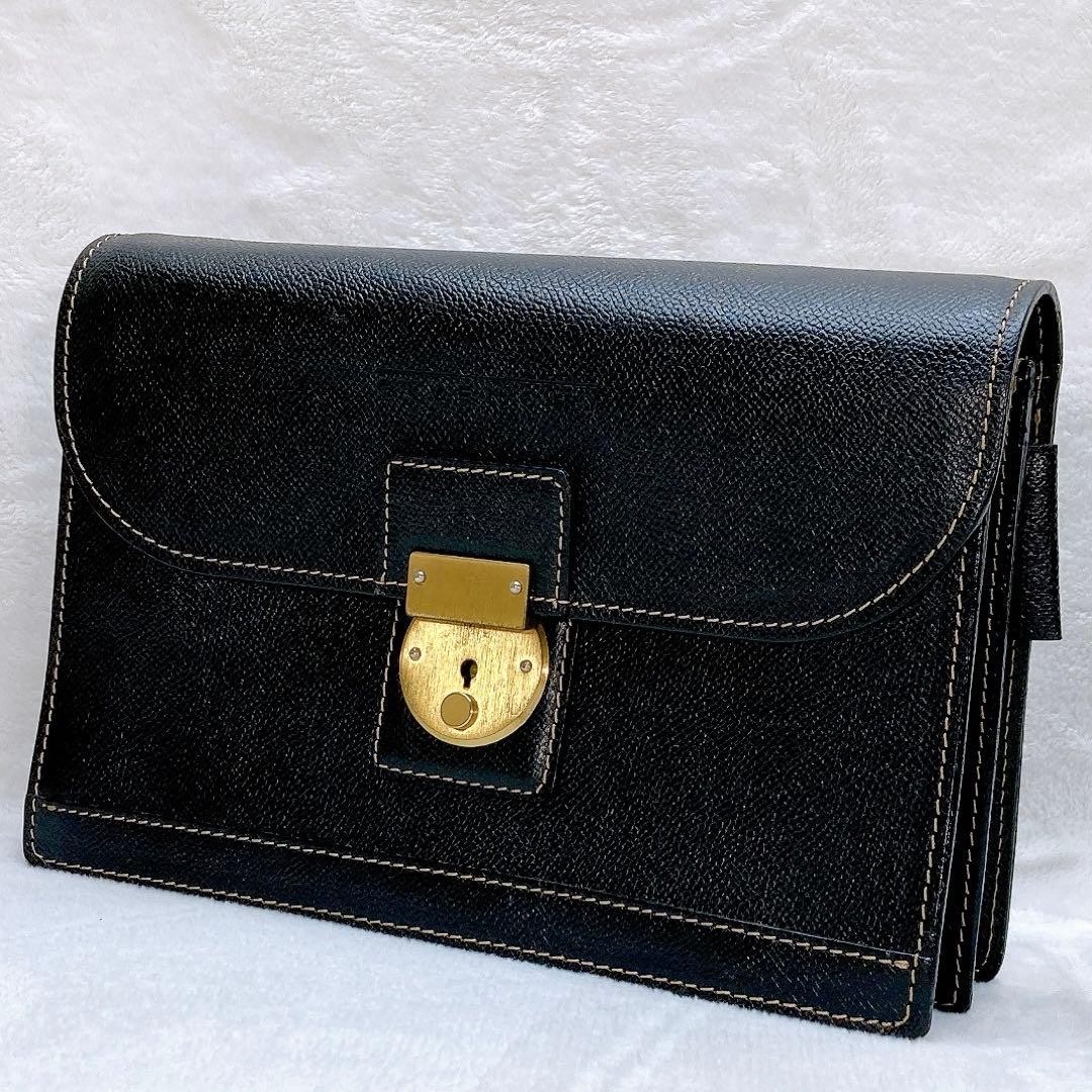 GIVENCHY Clutch Bag Black Logo Leather