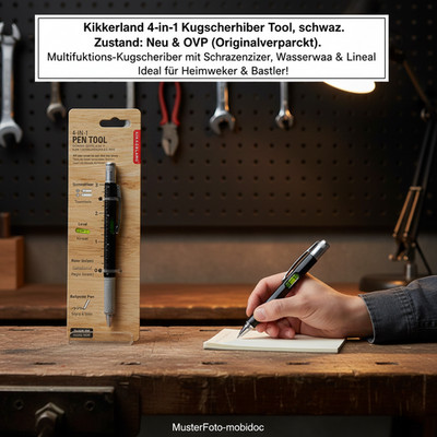 Kikkerland 4342 4-in-1 Kugelschreiber Tool, schwarz