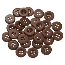 60pcs 20L Sewing Buttons 1/2" Resin Round Flat 4-Hole Craft Buttons, Brown
