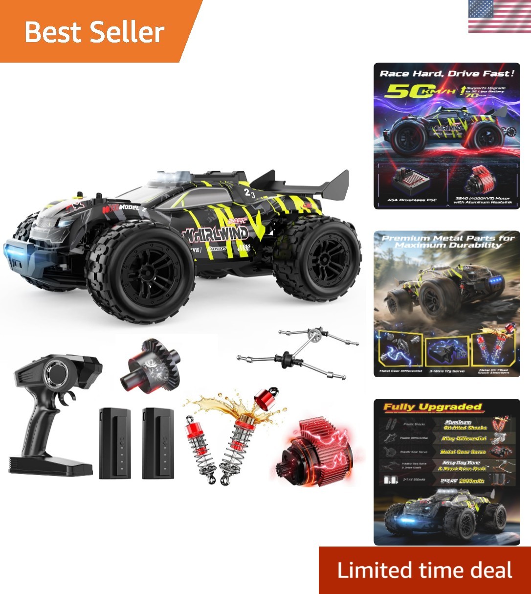 All-Terrain Brushless Remote Control Monster Truck - 50KM/H Ready-to-Run RC Car