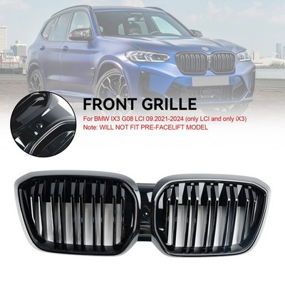 KÜHLERGRILL für BMW IX3 G08 LCI ab. 2022 DOPPELSTEG GRILL GLANZ SCHWARZ