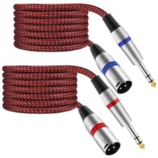 XLR Male to 1/4" TRS Cable Balanced - 10FT Quarter Inch Stereo to XLR Microph...