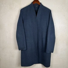 Eileen Fisher Boiled Wool/Nylon Med High Collar Open Jacket Minimal Lagenlook