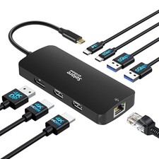 Selore USB-C Docking Station 3x4K Display, 2 HDMI, DP, 100W PD