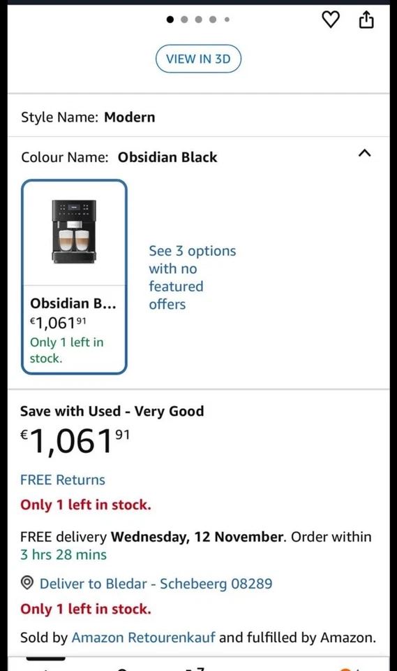 Miele CM 6160 Silver Edition Kaffeevollautomat 2-Tassen-Funktion Kaffeemaschine - Bild 4 von 4