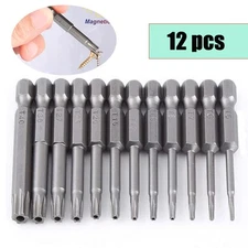 12pcs T5-T40 Magnetic Head Torx Screwdriver Bit Set Security Tamper Proof Star