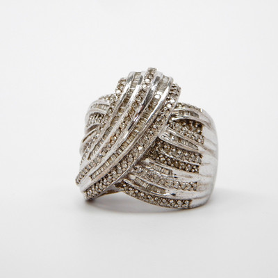 Affinity Sterlingsilber Diamant Ring Größe 9, Pave, JS Cocktail Statement Ring