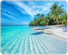 Ocean Tropical Beach Square Mouse Pad 9.5" X 7.9", Sea Blue Summer for Notebooks
