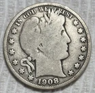 1908 O Silver Barber Half Dollar. Estimated  Very Good 8. A0917