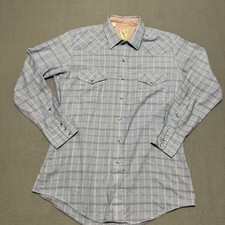 Vintage M Roper Western Snap Shirt Pearl Snaps Plaid Long Sleeve L Cowboy Retro
