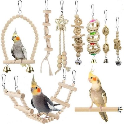 VogelPapageienSpielzeug, 9 Stück, VogelkäfigZubehör, Spielzeug, Barsch, Leite...