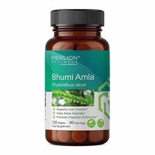 Comprimidos Merlion Naturals Bhumi Amla, Phyllanthus niruri, 500 mg (120 comprimidos) J43