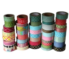 Washi Tape Lot Of 43 Rolls Geometric Designs Various Colors Scrapbook Craft Tape