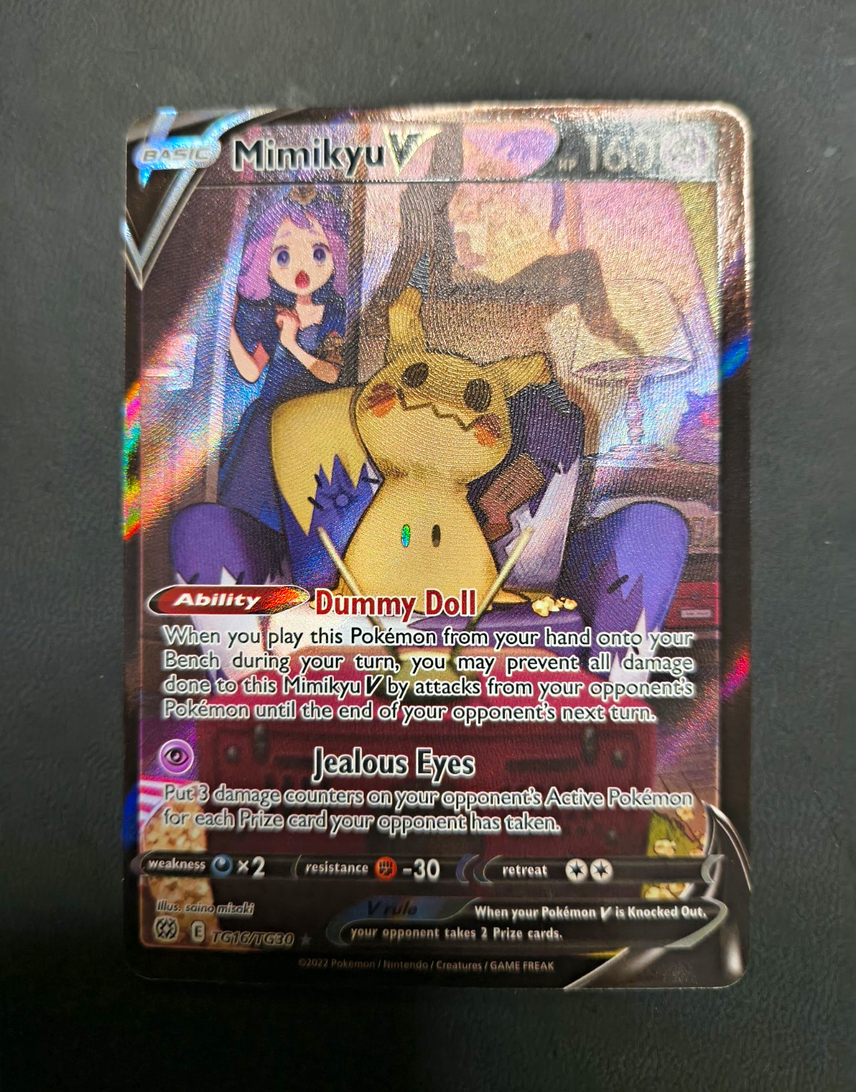 Pokemon TCG Mimikyu V Full Art Ultra Rare TG16/TG30 Brilliant Stars Holo ENG