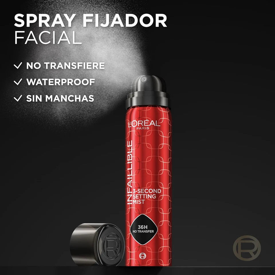 L'Oréal Paris Spray Fijador De Maquillaje Infaillible, Resistente Al Agua, Se Ma - Imagen 3 de 4