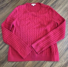 Maglione donna BROOKS BROTHERS rosso maglia cavo rosso pile cotone cashmere XL
