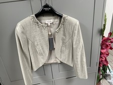 Precis Bolero Cropped Jacket Size 14 New Silver/cream