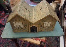 Antique Vintage Scratch Build Wooden House Church Collection Box - Lovely!