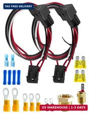 12V 40A Dual Electric Fan Relay Kit with Thermostat Switch 185F ON 175F Off, Rad