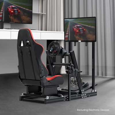 Mokapit Racing Sim Cockpit Mit Rotem Sitz Und Monitor Stand Fit Thrustmaster G29