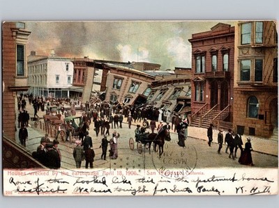 c1906 EARTHQUAKE Destruction Houses Wrecked Homes San Francisco California CA