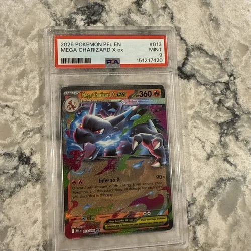 2025 POKEMON PFL EN-PHANTASMAL FLAMES #013 MEGA CHARIZARD X EX PSA 9