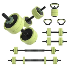 Adjustable Dumbbell Set 22/42/62LBS 4-in-1 Kettlebell Barbell Home Gym