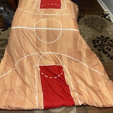 Basketball Reversible Court/Ball Bed Comforter. Orange 68  X 86  . Please Read 