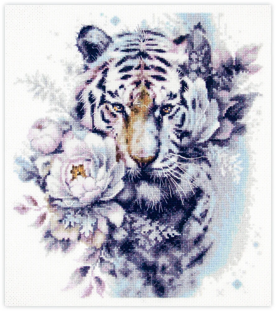 アメリカHAED社のクロスステッチ刺繍完成品　地球とホワイトタイガーパピー White Tiger Cross Stitch In Cross Stitch Kits for sale | eBay