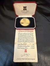 1976 Montgomery Death Gold Plate .925 Silver Crown Medal, Isle of Man