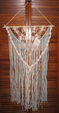 Handmade NWT Macrame Wall Hanging Boho Home Backdrop Decor 52"x24" Neutral Tones