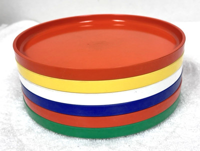 6 Vintage Heller Massimo Vignelli Salad Plates Stackable MCM Plastic Melamine