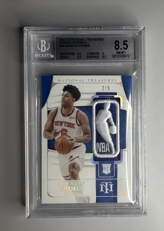 2021 National Treasures Logoman Quentin Grimes ROOKIE PATCH /5 BGS 8.5 LAKER🟣🟡