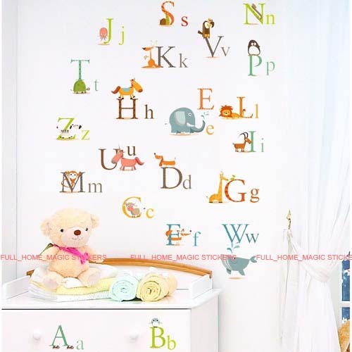 XL Animal Alphabet Letters A-Z Wall Stickers Art Decal Educational Kids ...