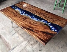 48" x 30" Epoxy Resin River Table Top , Epoxy Coffee Table Top , Home Decor
