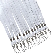 100pcs Flat ID Neck Lanyards for Badges with Swivel J hook White color