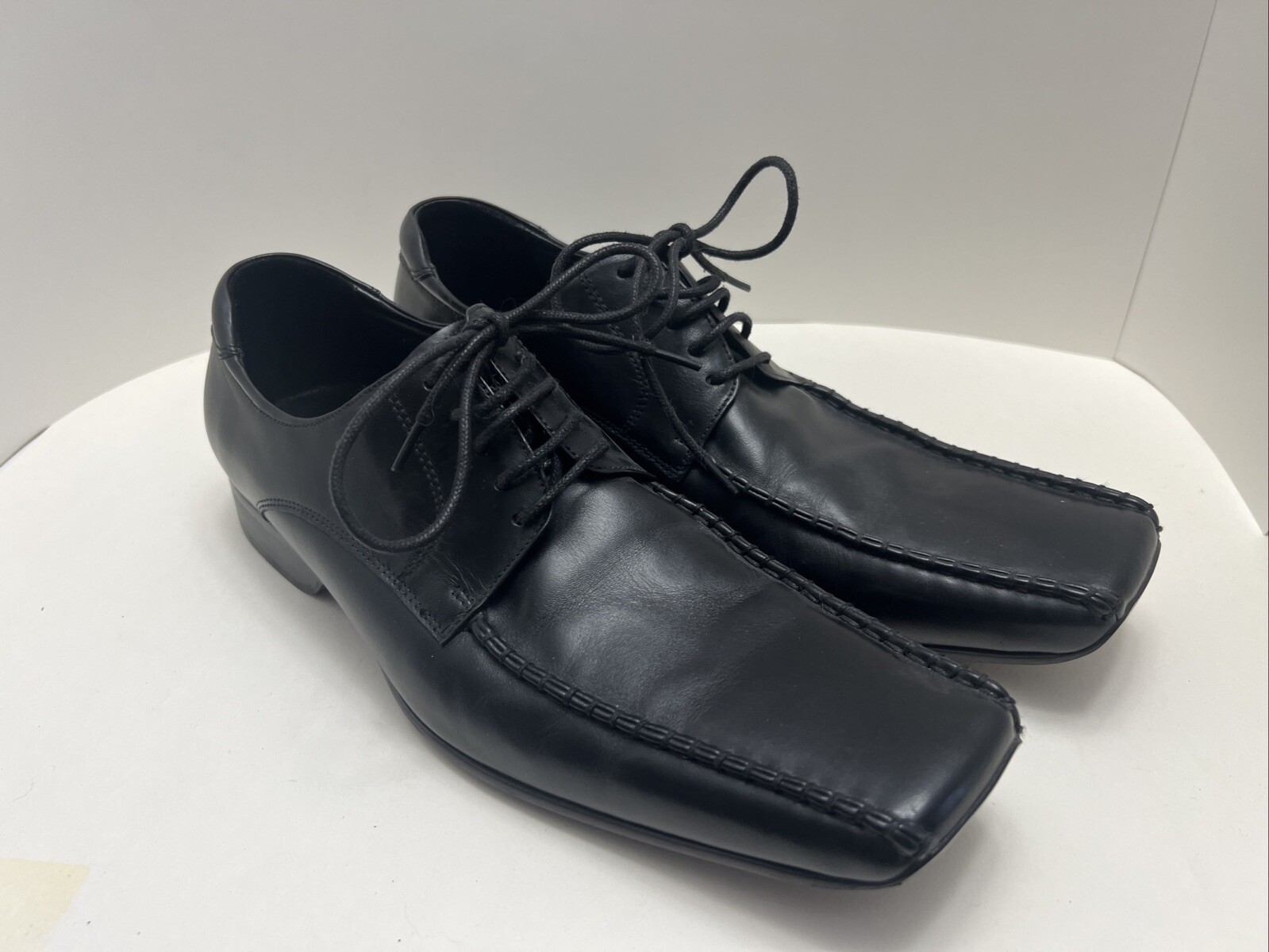 SAOLA Scarpa elegante uomo Steve Madden in pelle nera P Melvil taglia 9 fatta a mano