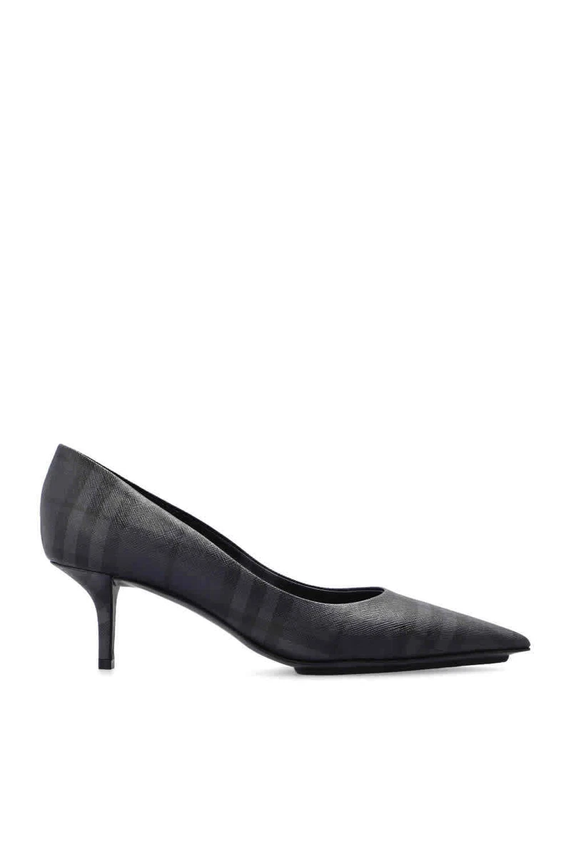 Burberry Ladies Grey Check Pattern 55mm Pumps