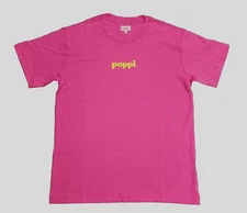 NEW POPPI Soda Hot Pink Embossed Logo T-Shirt Size M