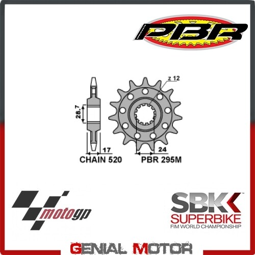 295M 15 18NC Front Sprocket PBR Size 520 - 15 Teeth for HONDA HORNET 1997 > 2006