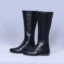 For 1/3 BJD Doll Shoes Knee High Long Boots Black PU Leather Flat Boots SD AOD