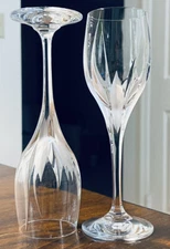 Set Of 2 Vintage Mikasa Hand Cut Crystal FLAME D'AMORE Wine Glasses 8.25” H