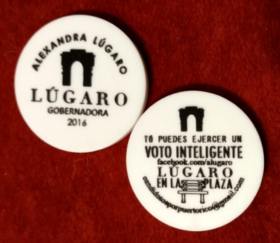 Ficha Partido ALEJANDRA LUGARO Puerto Rico Wood Nickel Token Politica Politics