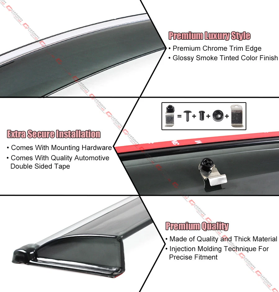 PARA HONDA CRV CR-V 2007-11 CLIP-ON VENTANA TINTADA HUMO VISERA VENTILACIÓN CON MOLDURA CROMADA Foto 4 de 4
