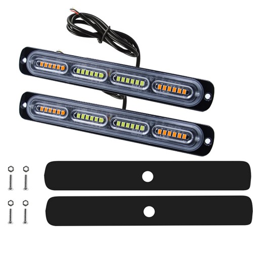 2 PCS Yellow/White LED Flashing Strobe Light Bars Accessories For Car Truck - Picture 2 of 19