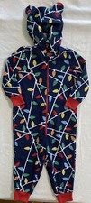 Gymboree Toddler Christmas Lights Hooded Fleece Pajama, XXS 3 