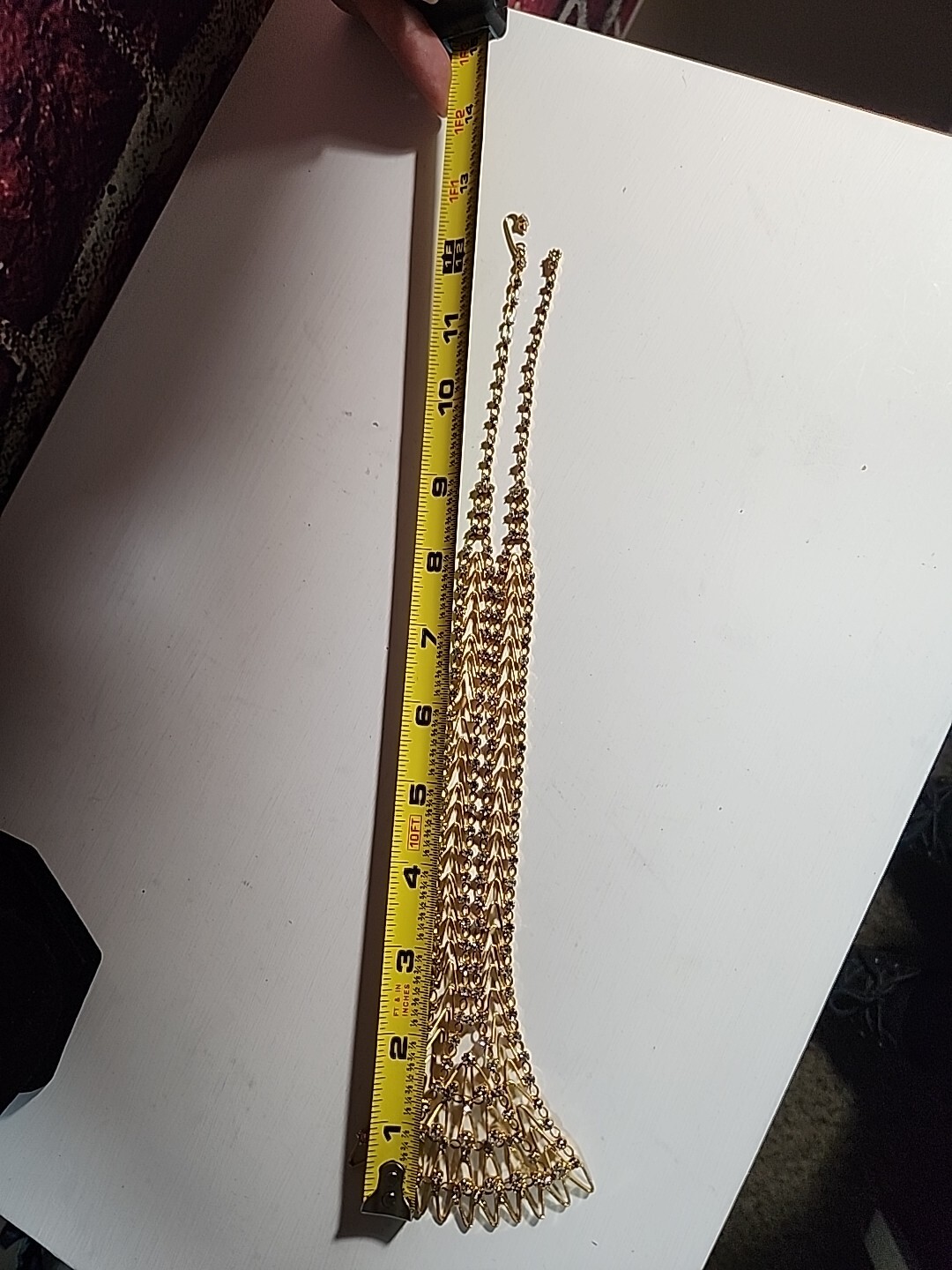 Dramatic Necklace Gold Tone Rhinestone Adjustable… - image 9