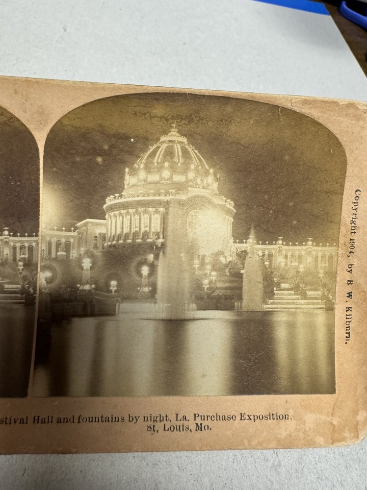 2 Stereoview Cards Of Festival Hall St Louis Simply To Thy Cross I